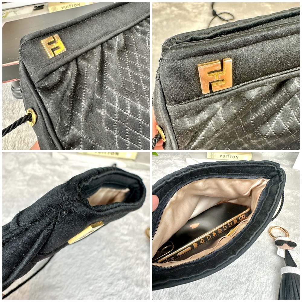FENDI black crossbody or shoulder bag quilted soft cloth! So cute. “GREAT!” - Picture 8 of 16